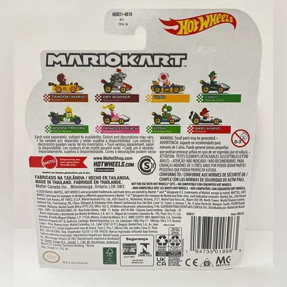 Hot Wheels Mario Kart TANOOKI MARIO Nintendo Die-Cast 1/64 Scale NIB - Picture 2 of 8